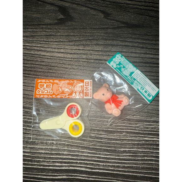 6/$25 NIP WAKO Scissor and Teddy Japanese Erasers - Picture 3 of 3